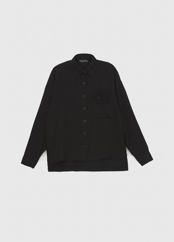 Черная повседневный рубашка однотонная LocoLoco