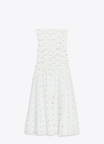 Комбинированное пляжное платье Zara в горошек