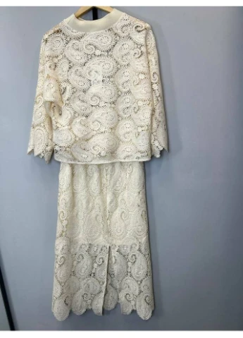 Женский костюм макраме с кофтой и юбкой на резинке MKTL5274/1407 Tell (377879486)