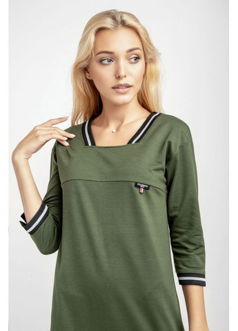 Оливковое (хаки) спортивное элегантное платье трапециевидного силуэта с карманами (1743) Triko Bakh