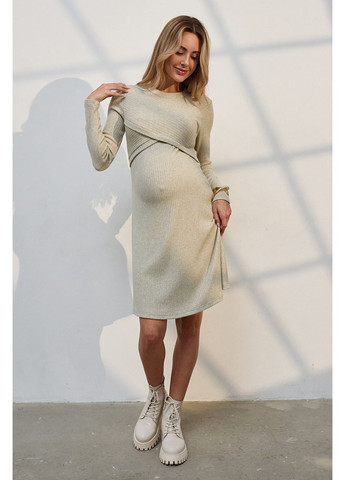 Серо-зеленое платье для беременных и кормящих из плотного трикотажа цвет шалфей Юла мама