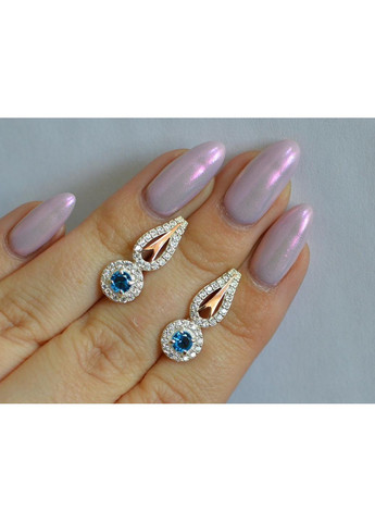 Серебряные серьги с золотыми пластинами Silver Style (366813634)