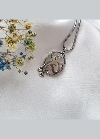 Серебряная подвеска Овальный кулон Yes Да с Белыми камнями серебро 925 пробы Родированное 3961 3.15г No Brand (306742817)