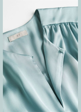 Бірюзова сукня з драпірованого атласу -l H&M однотонна