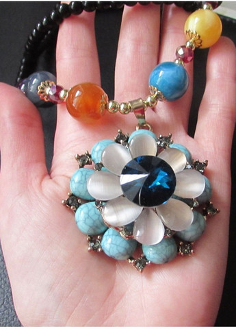 Ошатні довгі намиста, кольє квітка з камінням, 2733 Fashion Jewelry (353827926)