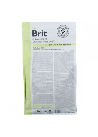 Корм сухий Grain Free VetDiet Dog Diabetes для собак з цукровим діабетом з індичкою та горохом 2 кг Brit (362702479)