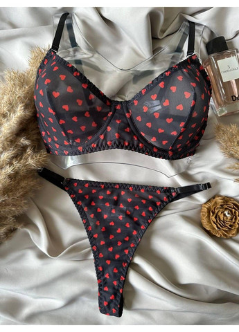 Черный полупрозрачный комплект нижнего белья на чашку вcd черный Beisdanna