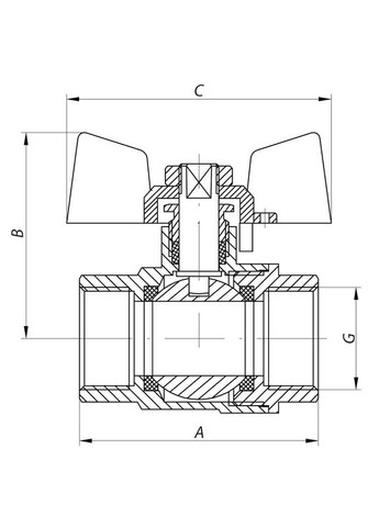 Кран кульовий PL 1/2" ГГМ газ art. 602 (латуна куля) (FE0559) Ferro (315442647)