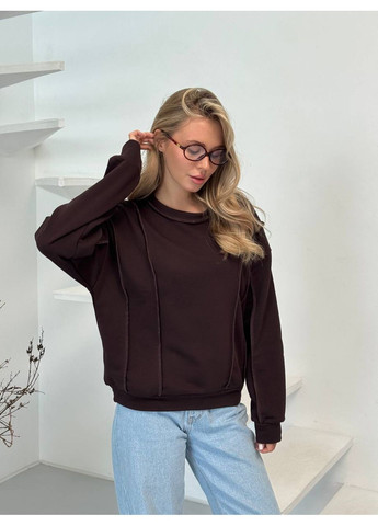 Коричневый свитшот женский Гермес однотонный без декора (360953440)