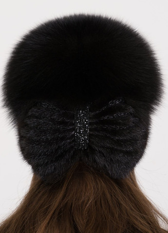 Вязаная женская шапка из натурального меха норки с песцовым помпоном Меховой Стиль Стрекоза (305069546)