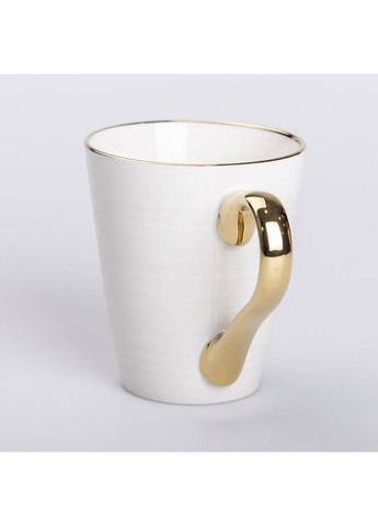 Чашка керамічна із золотим обідком та позолоченою ручкою 320 (мл) Біла Liling Rongxiang Ceramic (360456836)