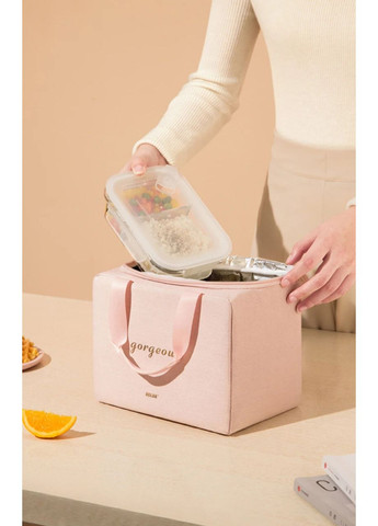 Стильний та місткий термо-ланч біг – сумка для обідів Рожевий No Brand (329142086)