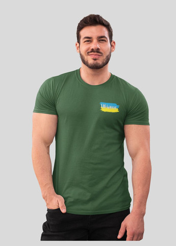 Хаки (оливковая) футболка мужская с надписям ukraine на груди с коротким рукавом Mishe