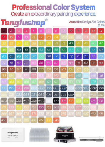 Большой набор двухсторонних скетч-маркеров 204 шт для рисования двухсторонних Touch Good Idea (315913449)