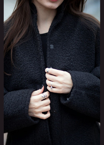 Бомбер жіночий з натуральної вовни теплий Oversize Блакитний S/M JUGO бейсбольний на кнопках (316629027)