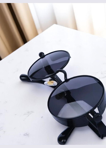 Солнцезащитные черные мужские очки ретро круглые в стиле панк хип-хоп дзюдзюцу стильные имиджевые очки Черные No Brand Steampunk (335020077)