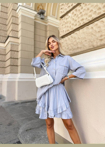 Женский двойка голубой No Brand костюм (322503984)