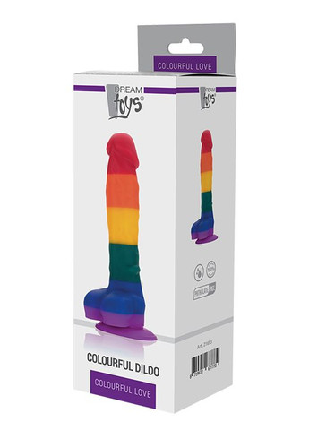 Райдужний фалоімітатор на присосці Colourful Love Rainbow Dildo, 20 см х 3.8 см Dreamtoys (299008180)