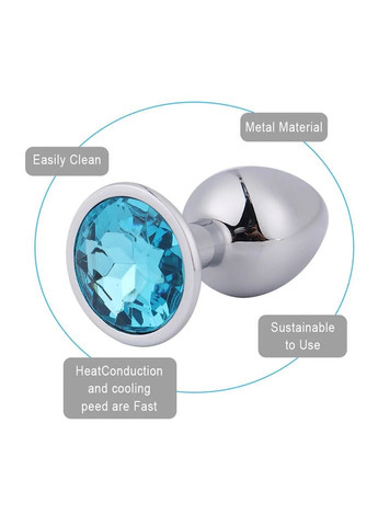 Анальна пробка металева розмір M синій No Brand (316663108)