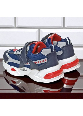 Синие демисезонные ортопедические демисезонные кроссовки на липучке для мальчика Boyang