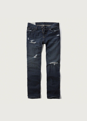 Темно-синие демисезонные джинсы straight af5851m Abercrombie & Fitch