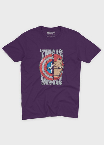 Фіолетова демісезонна футболка для дівчинки з принтом супергероя - залізна людина (ts001-1-dby-006-016-021-g) Modno