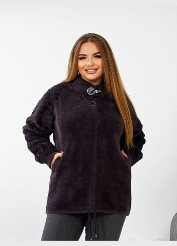 Темно-бордове Кежуал пальто з альпаки та хутром 48-56 розміру KVAN