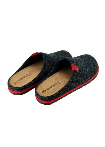 Серые тапочки домашние мужские серо-красные si-1f Inblu