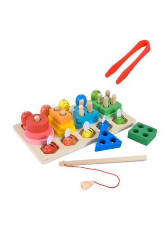 Дитяча дерев’яна іграшка "Пірамідка-сортер" C9417 рибалка, вкладиші Bambi (364262965)