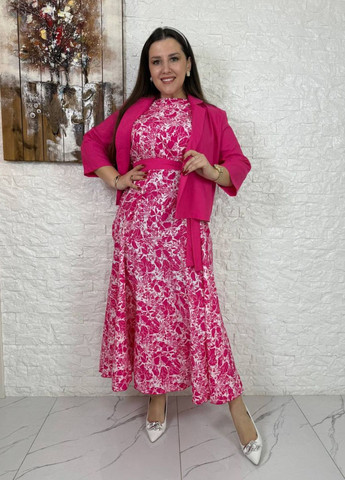 Женский комплект с платьем из софта и льняным жакетом с поясом Tik-Tak (340334665)