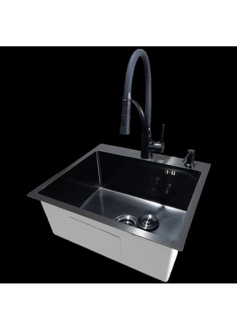 Комплект кухонной мойки HM 50х50 NANO BLACK (DECOR) PVD (3.0/1.0 мм) Kraft (350671435)