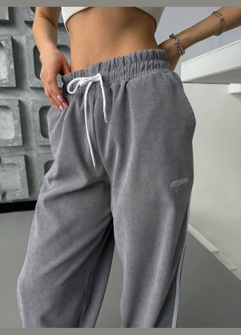 Женские брюки палаццо с вышивкой серые No Brand штани (326600191)