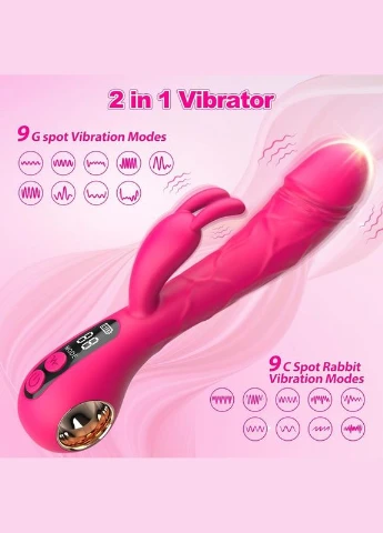 Вибратор с LCD дисплеем Gina Bunny Vibe Rose 18+ CNT (304536723)