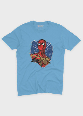 Блакитна демісезонна футболка для дівчинки з принтом супергероя - людина-павук (ts001-1-lbl-006-014-092-g) Modno