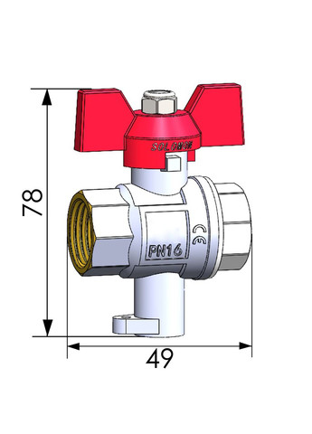 Кран кульовий повнопрохiдний для підключення термометра 1/2″ V1242 S Solomon (335426171)