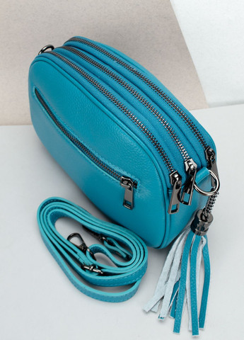 Сумка женская кожаная кросбоди на 3 отделения 03106 бирюзовая Virginia Conti (300149050)