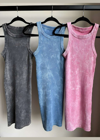 Розовое женское летнее серое короткое платье мини варенка тай-дай графит Україна