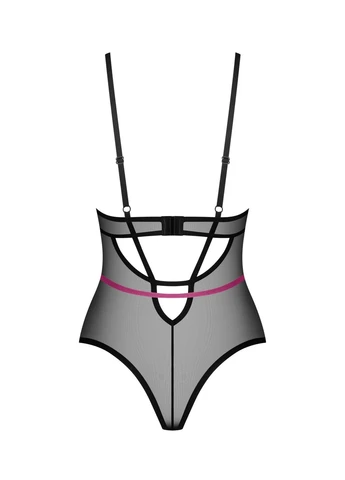 Боди Novenes teddy, прозрачное, чашки на косточках, декор в виде лент - CherryLove Obsessive (339867405)