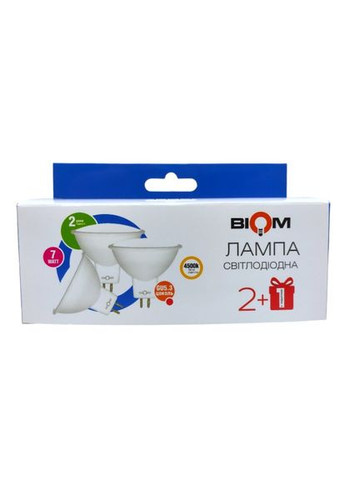 Свiтлодiодна лампа BT-562/3 MR16 7W GU5.3 4500К матова (комплект 3шт.) BIOM (315138522)