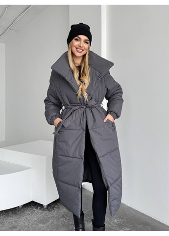 Графитовое Женское зимнее пальто Osoblyva