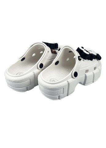 Женские кроксы сабо на платформе с джибитсами белые 20327-1 Sanlin (315066680)