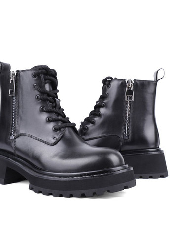 Осенние женские ботинки ft309b-501-1 черная кожа MIRATON