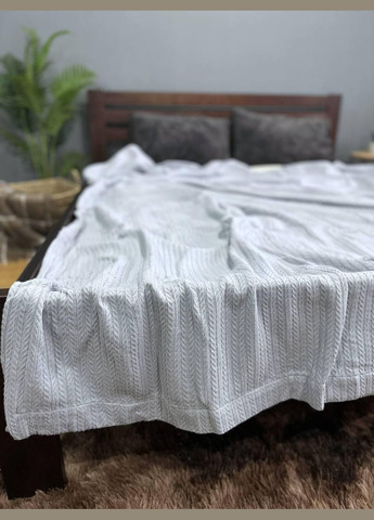 Покрывало Плед Косичка Евро 220х240 Хлопковое Пепельный No Brand (316714556)