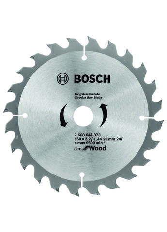 Пильный диск Eco for Wood (160x20x2.2 мм, 24 зубьев) по дереву (23430) Bosch (267819133)