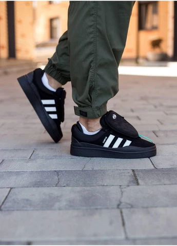 Белые демисезонные кроссовки мужские adidas campus x bunny black white адидас кампус белые No Brand