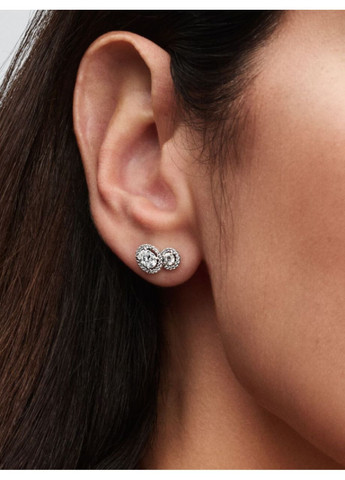 Серебряные серьги Пандора "Объятия сияния" 293774C01 Kabluchka (355346992)