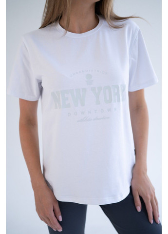 Біла літня жіноча бавовняна футболка new york біла Teamv