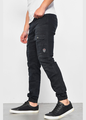 Черные демисезонные зауженные джинсы мужские черного цвета Let's Shop