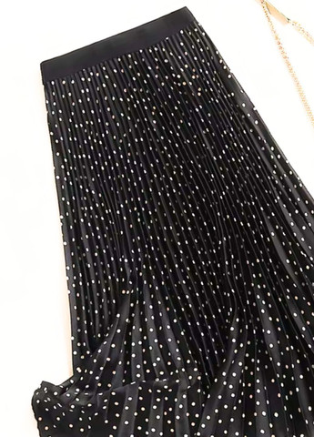 Спідниця жіноча міді пліссе на резинці в білий горошок No Brand (330034212)