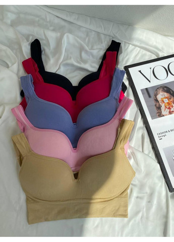 Жіночий топ 3D безшовний Push-Up / Жіночий топ бежевий з формованою чашкою / Безшовний еластичний жіночий топ No Brand (369637229)